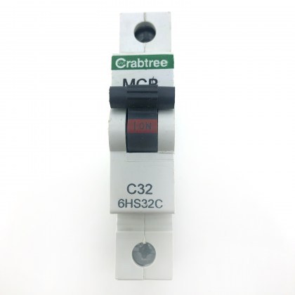Crabtree 6HS32C Black Clip C32 32A 32 Amp MCB Circuit Breaker Type C